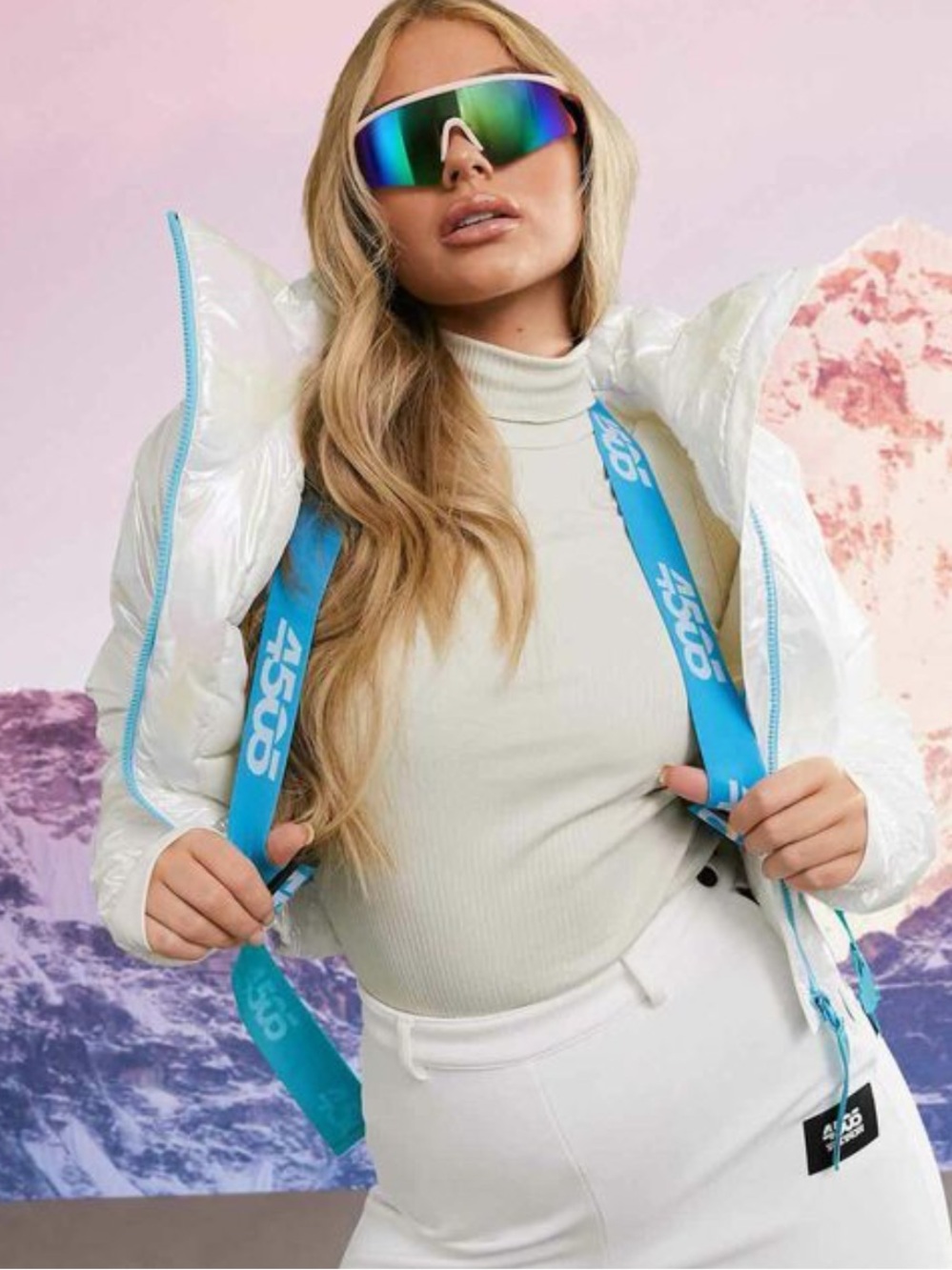 ASOS 4505 Holographic Ski Snow Jacket Cropped Sz 2